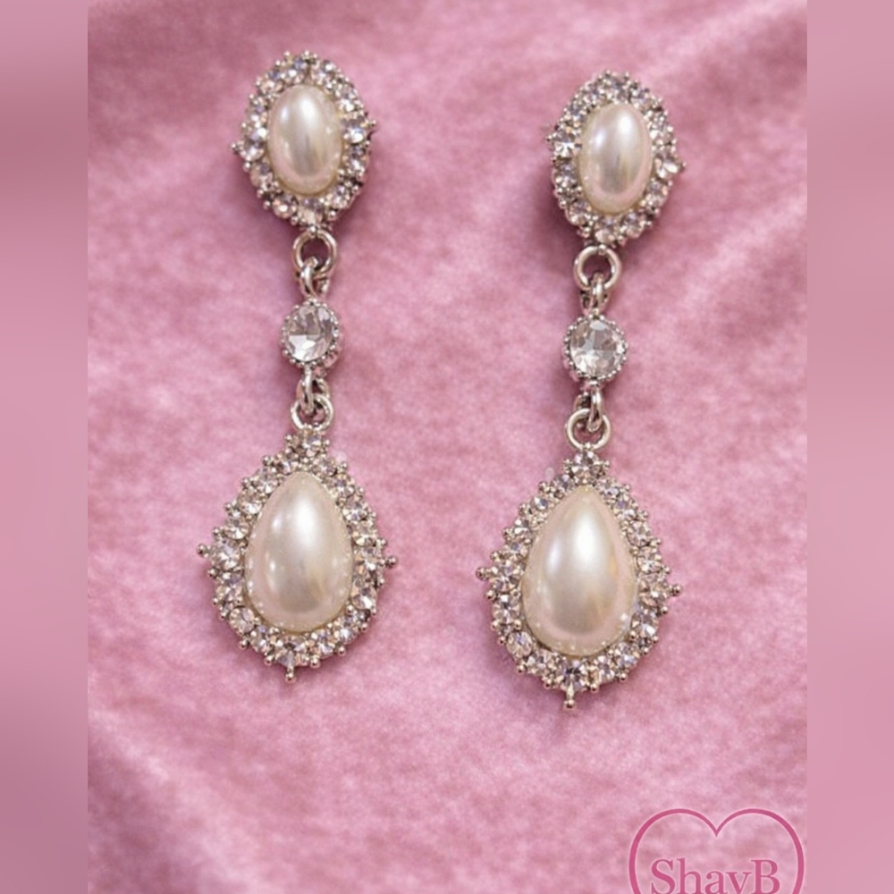 Silver and Pearl Drop Earrings